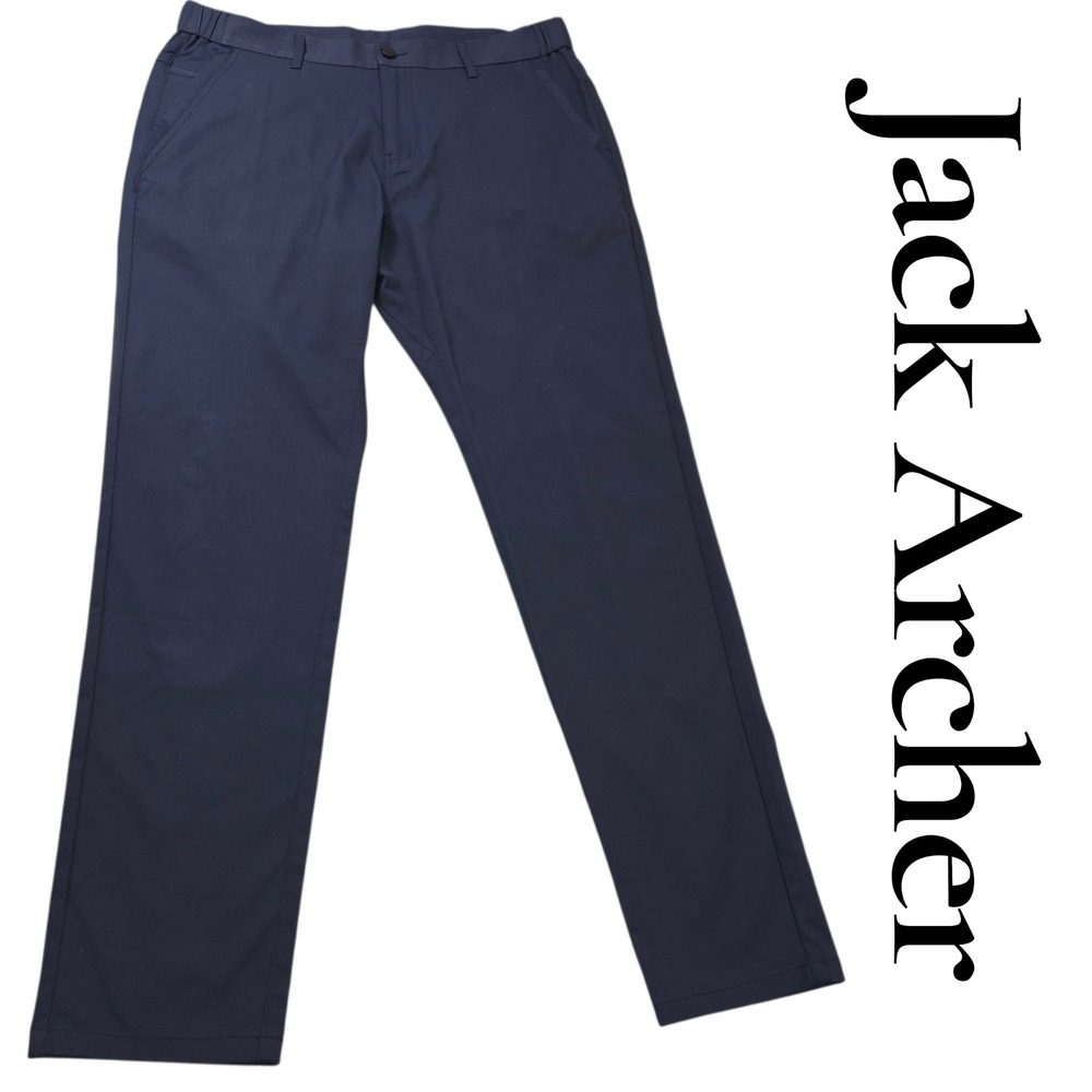 Jack Archer Jetsetter Pants Mens 34x32 Deep Blue Polyester Tech Travel Straight